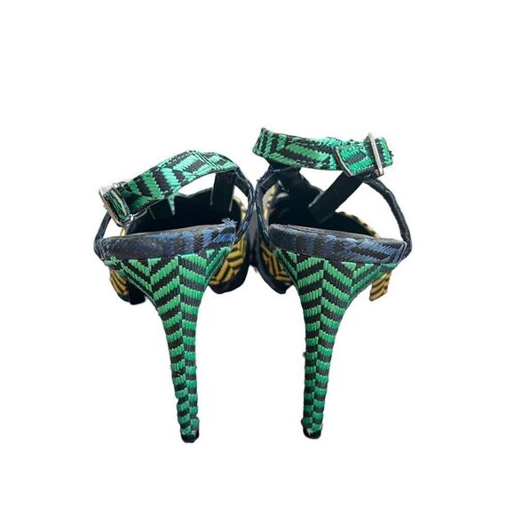 Zara Herringbone Multicolor Heels Pointed Toe Strappy Sz EU 41/10 US - Picture 3 of 6